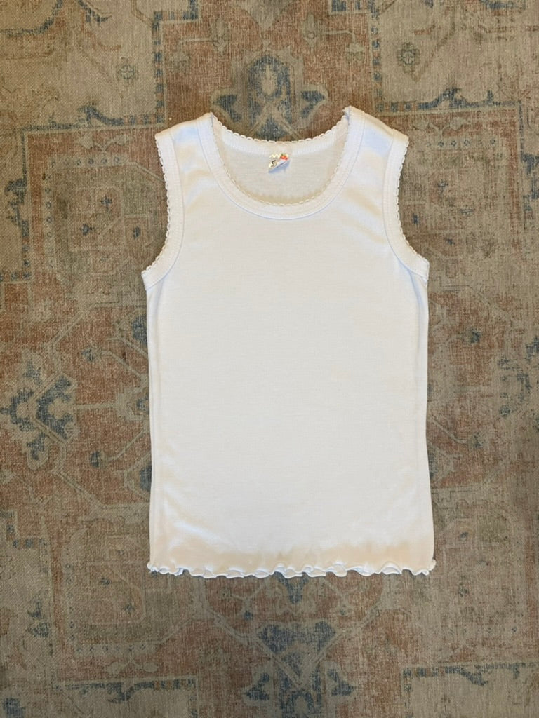 White ruffle tank