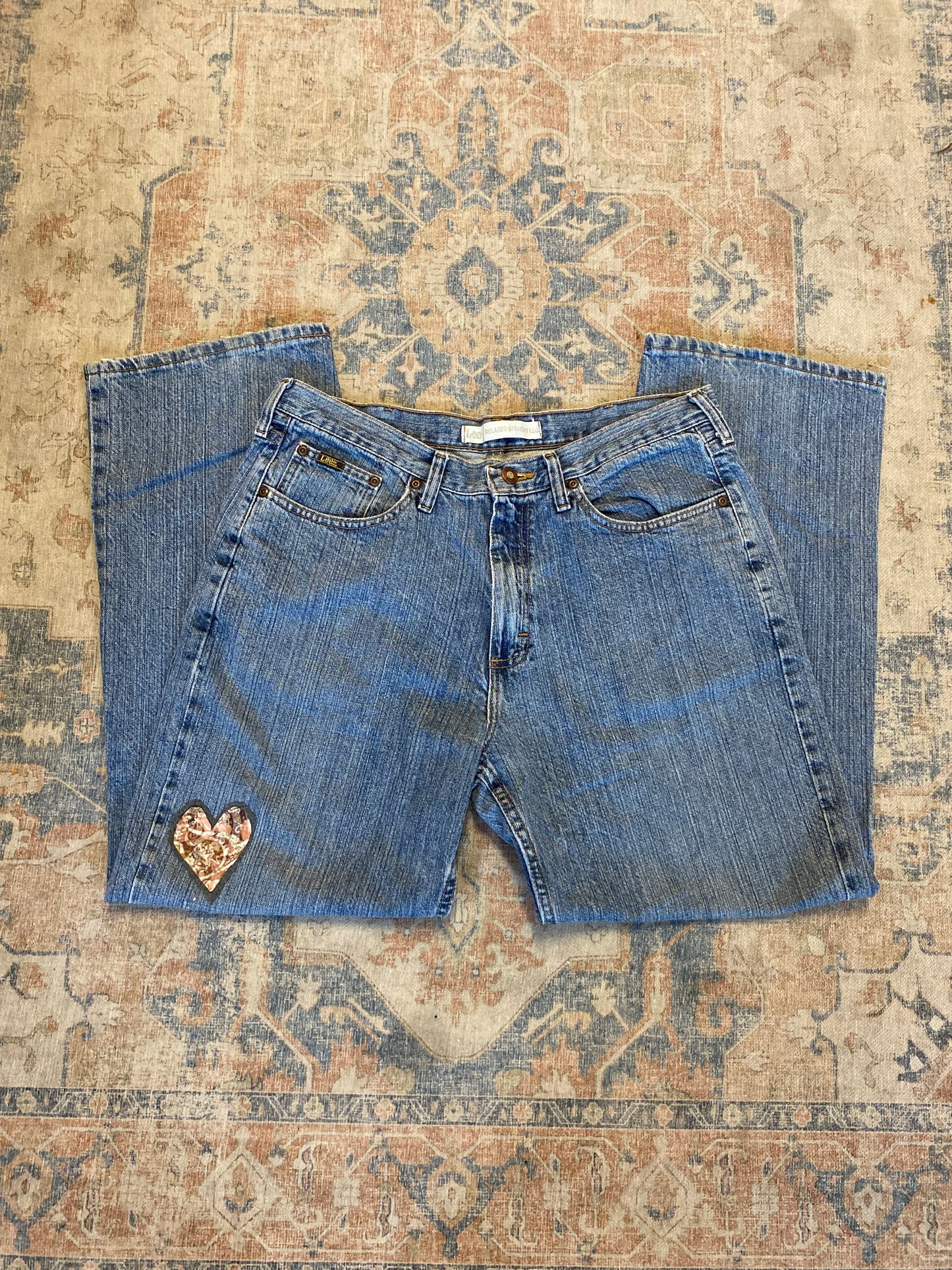 upcycled heart jeans