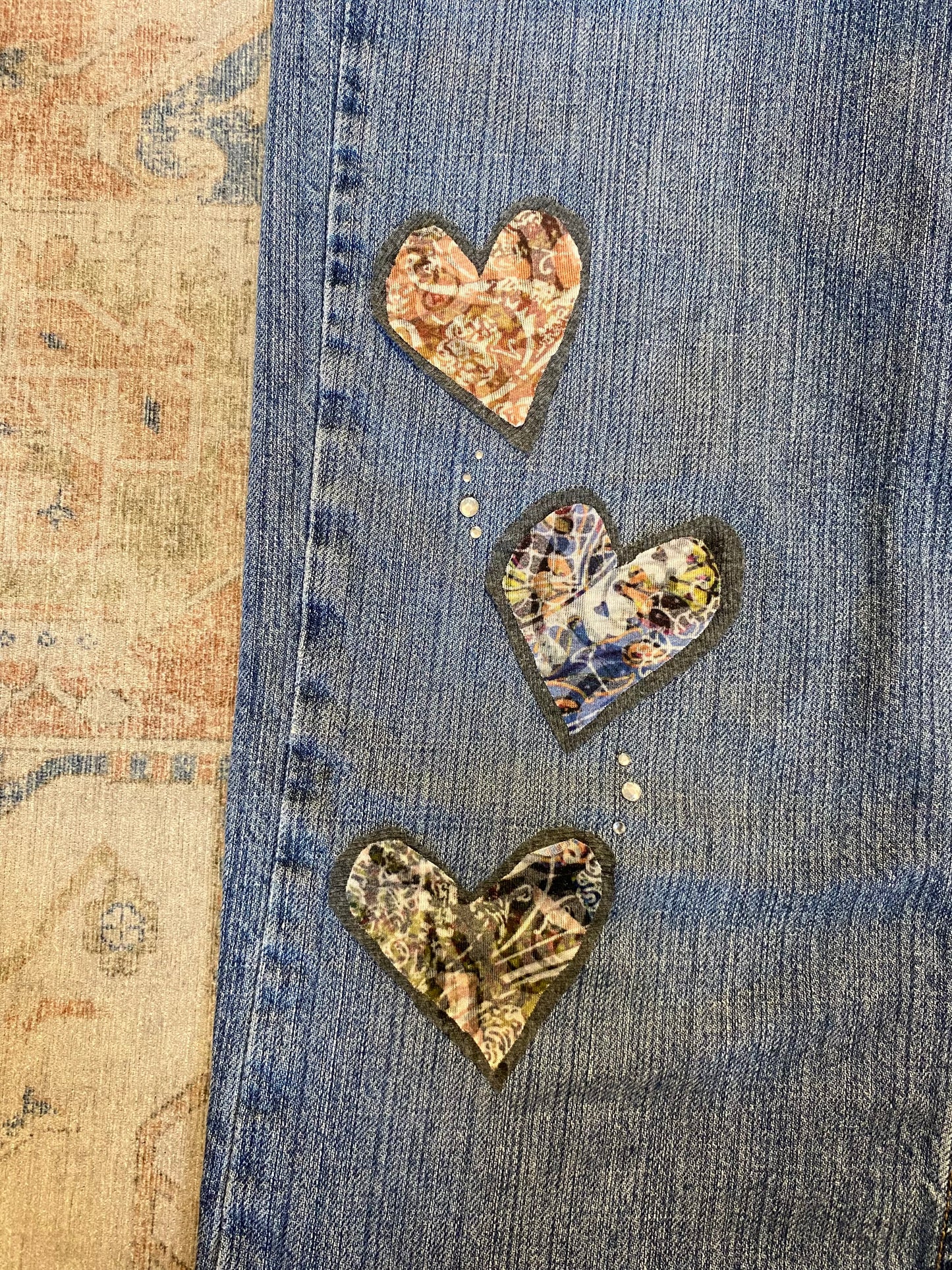 upcycled heart jeans